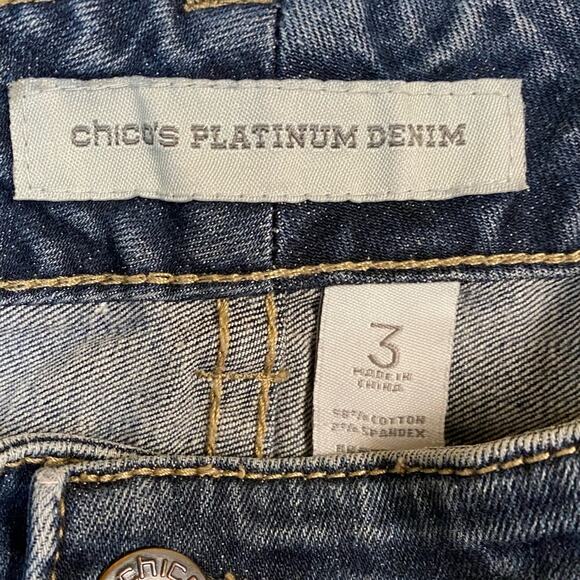 Chico's Platinum Denim Blue Straight Leg Jeans Size 16 - Picture 6 of 6